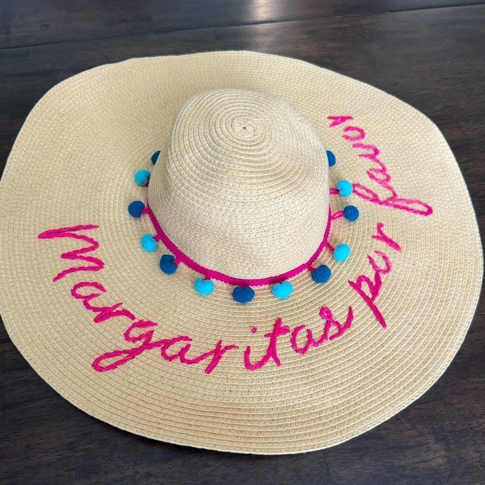 Margaritas Por Favor Express Tan Straw Beach Summer Sun Hat